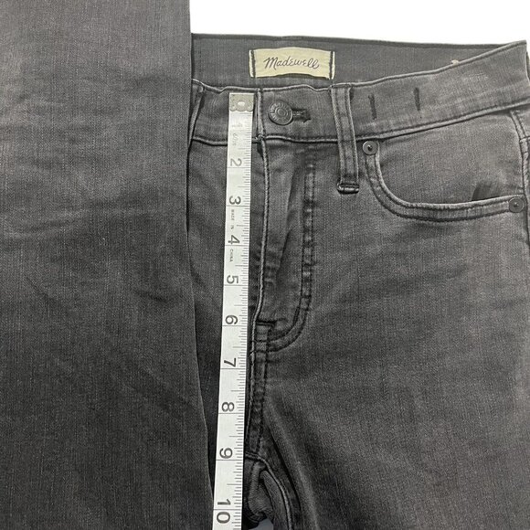 Madewell 9” Mid-Rise Skinny Jeans Women Grey Wash Sz 25 x29 Ripped Raw Hem Denim - Picture 13 of 16